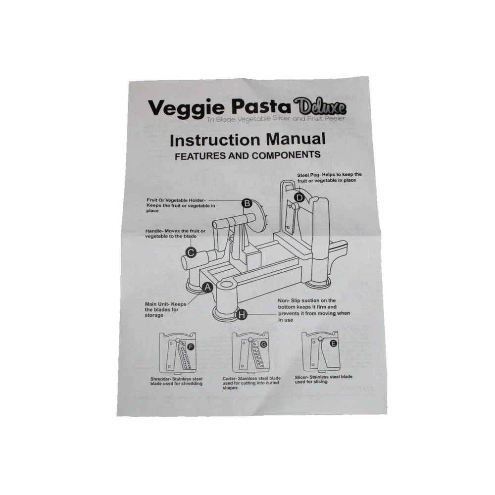NEW Veggie Pasta Deluxe Vegetable Slicer and Fruit‎ Peeler 3-Blades Tri Blade